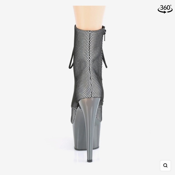 PLEASER Ankle boots Pole Dancing Shoes Chrome/Fishnet/Holographic Size 7 - Picture 3 of 14